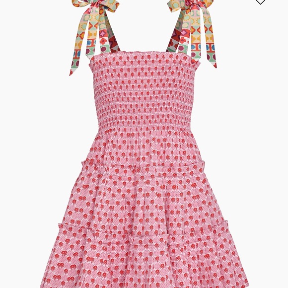 Hill House Dresses & Skirts - Hill House Pink & Red Mini Dress with Patterned Tie Straps